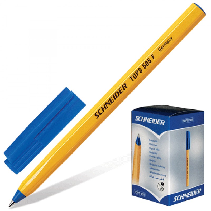 Ручка шариковая Schneider "Tops 505 F "толщина линии 0,8мм (синяя ,оранжевый корпус (50шт/уп)